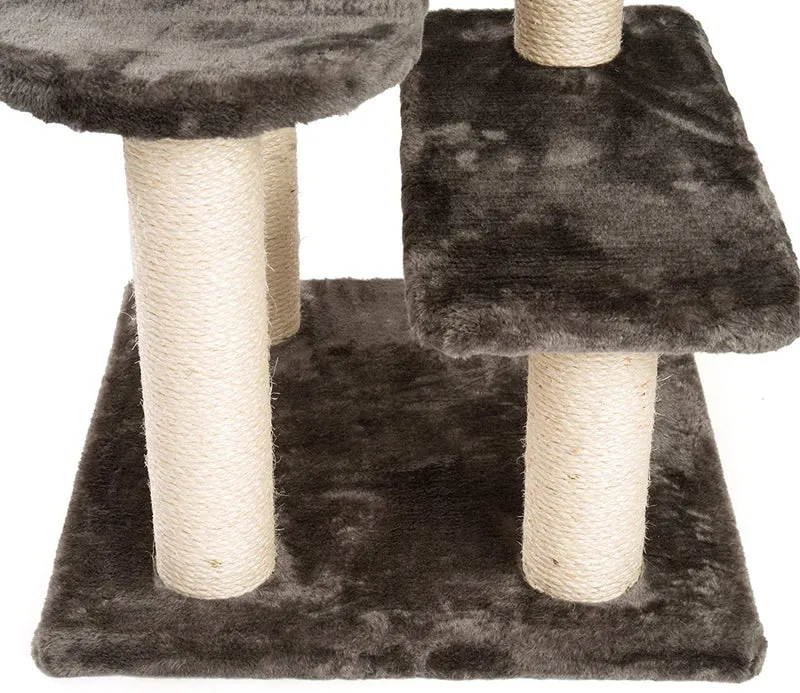 PCT6008, Premium Katzenbaum XXL H90cm, Stabil, Extra-Starke Bodenplatte und Dicke Stämme, Kuschelig-Weiches Soft-Plüsch, Höhle und Kuschel-Körbchen, PCT6008