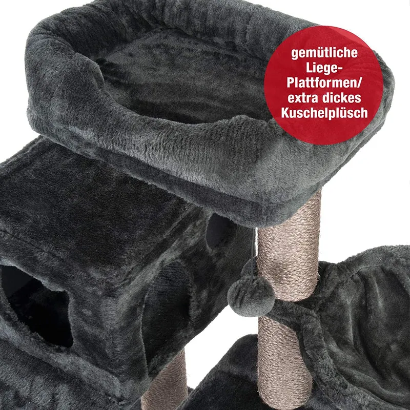 PCT6008, Premium Katzenbaum XXL H90cm, Stabil, Extra-Starke Bodenplatte und Dicke Stämme, Kuschelig-Weiches Soft-Plüsch, Höhle und Kuschel-Körbchen, PCT6008