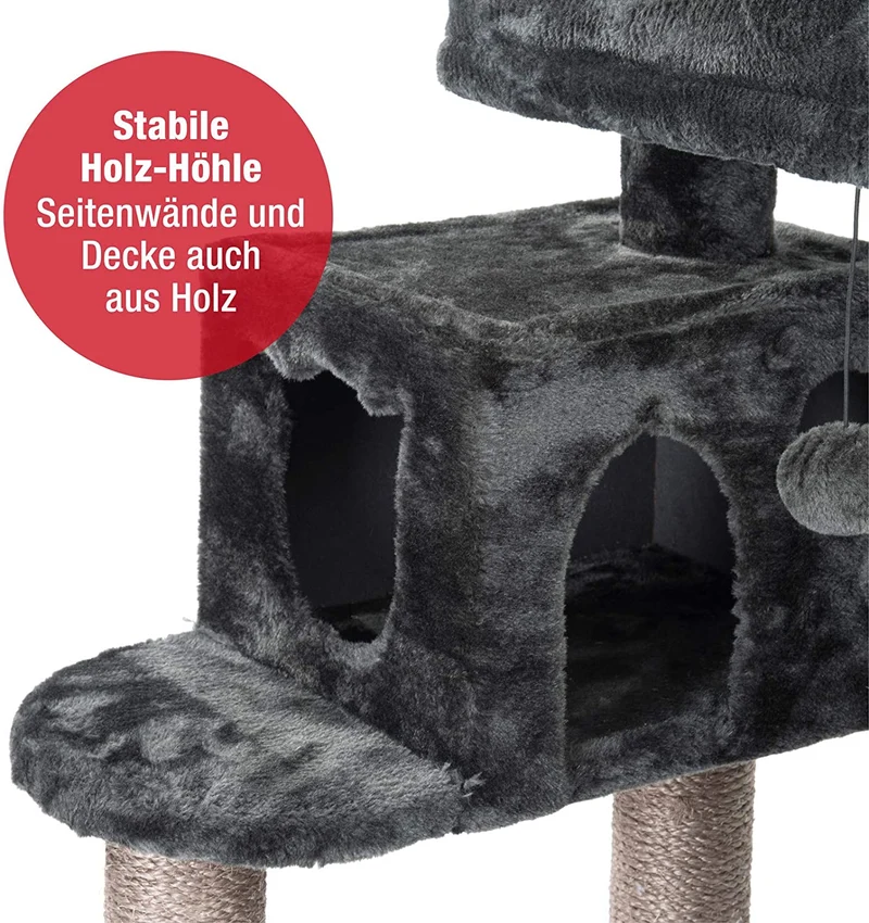 PCT6008, Premium Katzenbaum XXL H90cm, Stabil, Extra-Starke Bodenplatte und Dicke Stämme, Kuschelig-Weiches Soft-Plüsch, Höhle und Kuschel-Körbchen, PCT6008