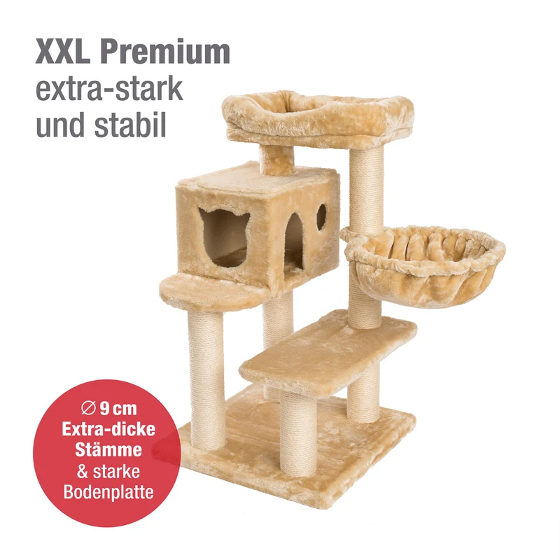 PCT6008, Premium Katzenbaum XXL H90cm, Stabil, Extra-Starke Bodenplatte und Dicke Stämme, Kuschelig-Weiches Soft-Plüsch, Höhle und Kuschel-Körbchen, PCT6008