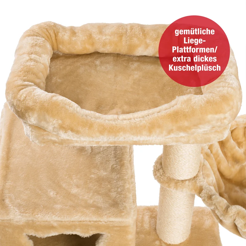 PCT6008, Premium Katzenbaum XXL H90cm, Stabil, Extra-Starke Bodenplatte und Dicke Stämme, Kuschelig-Weiches Soft-Plüsch, Höhle und Kuschel-Körbchen, PCT6008