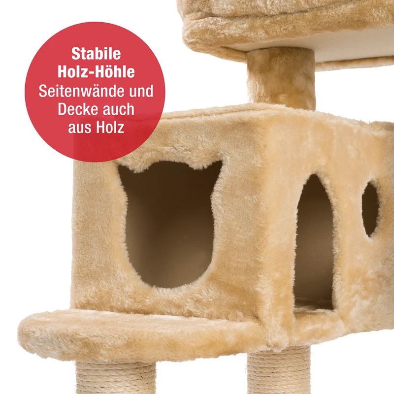 PCT6008, Premium Katzenbaum XXL H90cm, Stabil, Extra-Starke Bodenplatte und Dicke Stämme, Kuschelig-Weiches Soft-Plüsch, Höhle und Kuschel-Körbchen, PCT6008