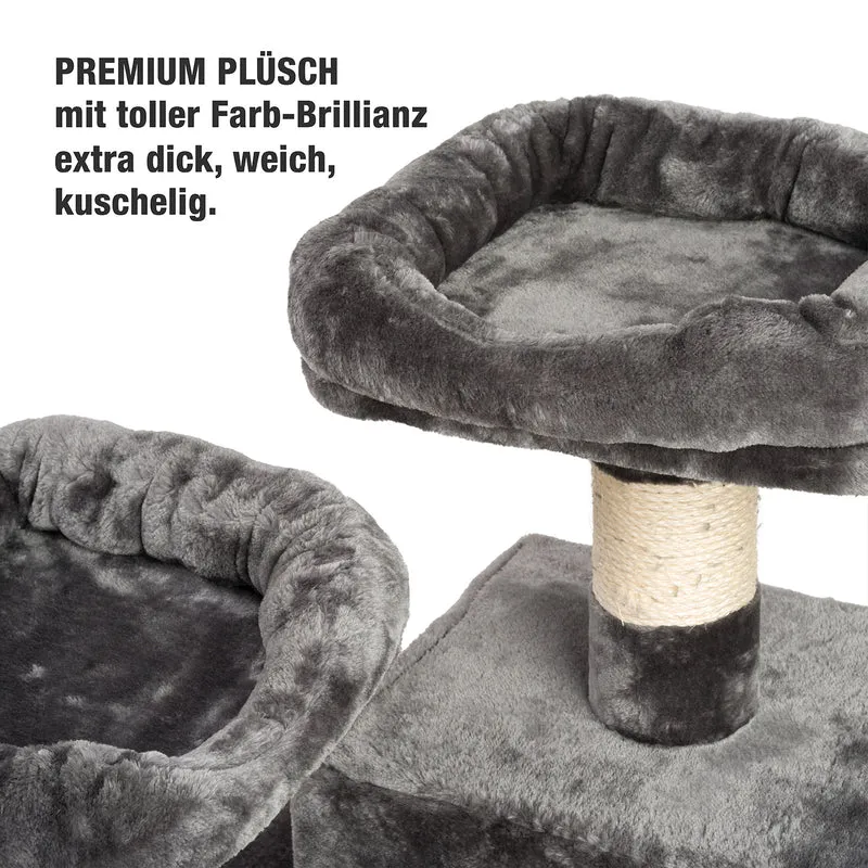 PCT6002, Premium Quality, XXL Premium Kratzbaum Höhe 160 cm, 11cm dicke Stämme, Dicke Bodenplatte, Sehr stabil, Weiches Kuschel-Plüsch, grau braun beige ...