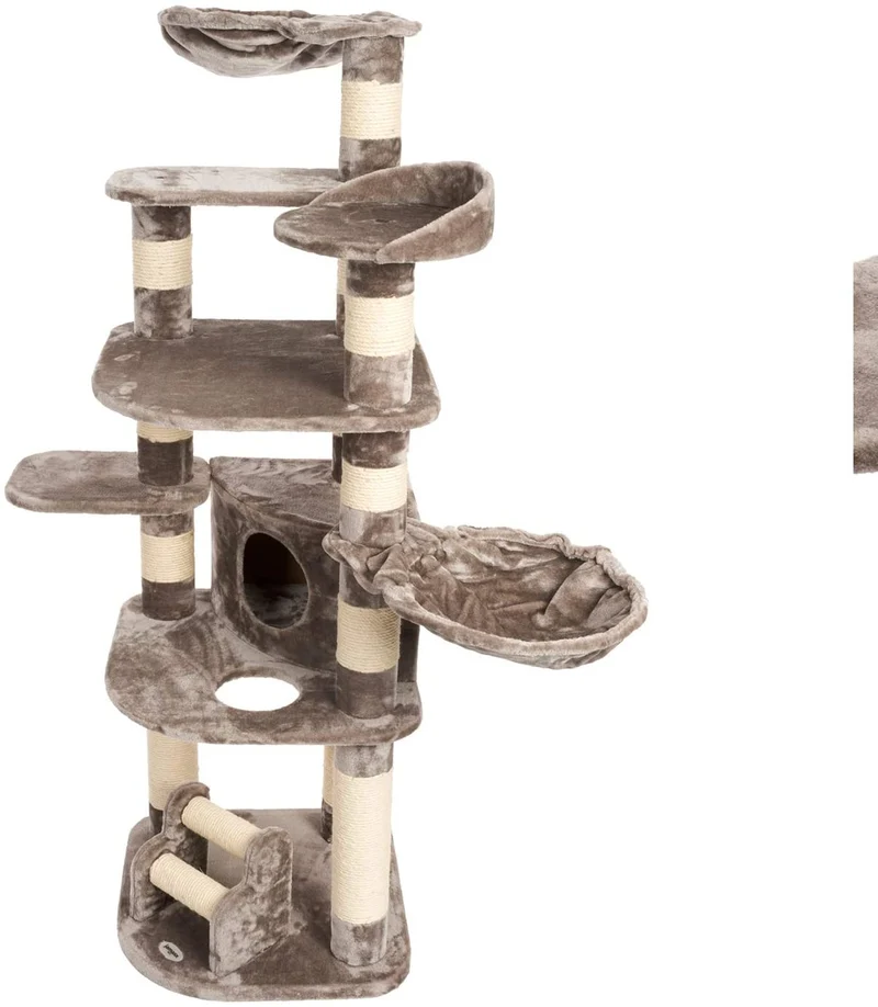 PCT6003, Premium XXL Kratzbaum, Kletterbaum für große Katzen H175cm, extra-Dicke 11 cm Stämme stabil, grau / braun / beige ...