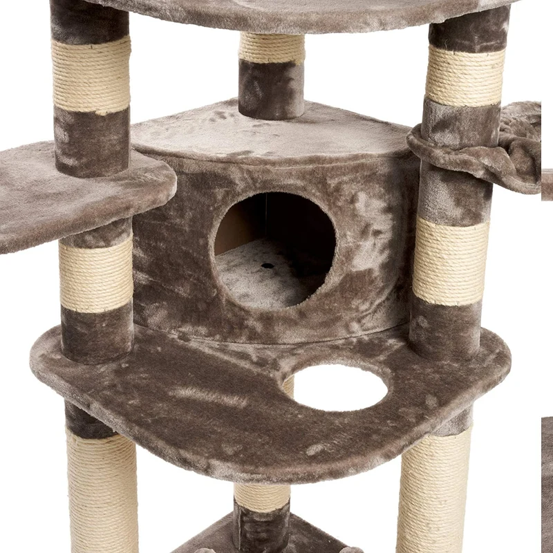 PCT6003, Premium XXL Kratzbaum, Kletterbaum für große Katzen H175cm, extra-Dicke 11 cm Stämme stabil, grau / braun / beige ...