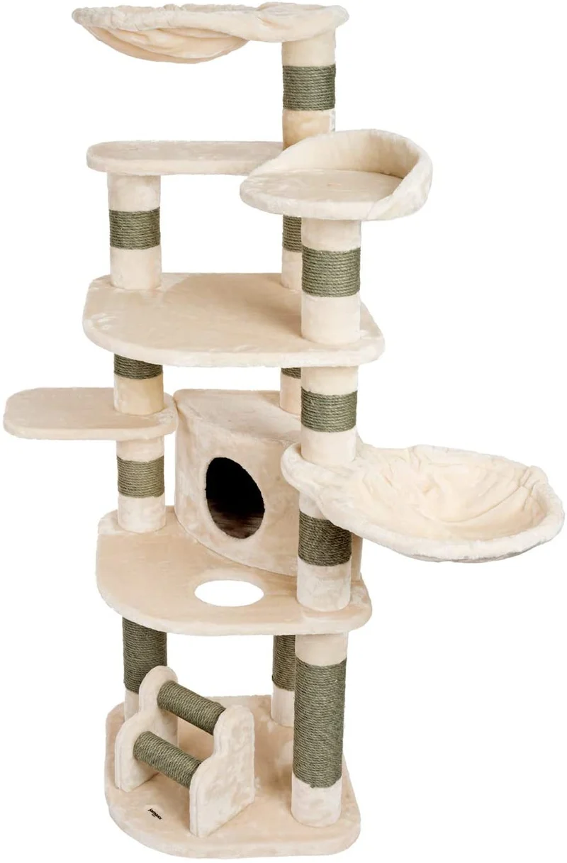 PCT6003, Premium XXL Kratzbaum, Kletterbaum für große Katzen H175cm, extra-Dicke 11 cm Stämme stabil, grau / braun / beige ...