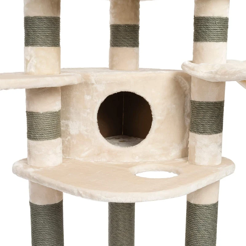 PCT6003, Premium XXL Kratzbaum, Kletterbaum für große Katzen H175cm, extra-Dicke 11 cm Stämme stabil, grau / braun / beige ...
