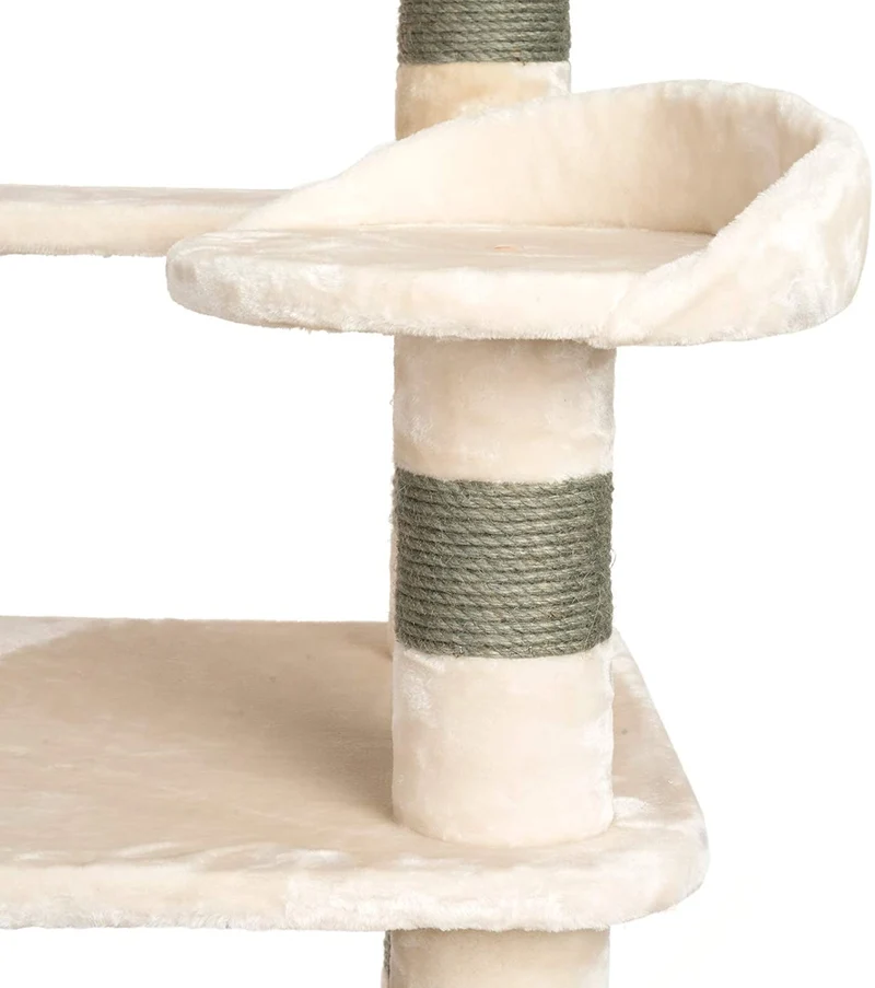 PCT6003, Premium XXL Kratzbaum, Kletterbaum für große Katzen H175cm, extra-Dicke 11 cm Stämme stabil, grau / braun / beige ...