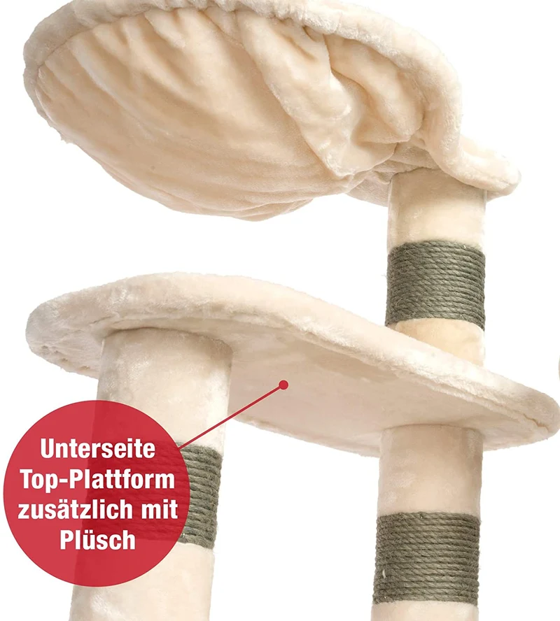 PCT6003, Premium XXL Kratzbaum, Kletterbaum für große Katzen H175cm, extra-Dicke 11 cm Stämme stabil, grau / braun / beige ...