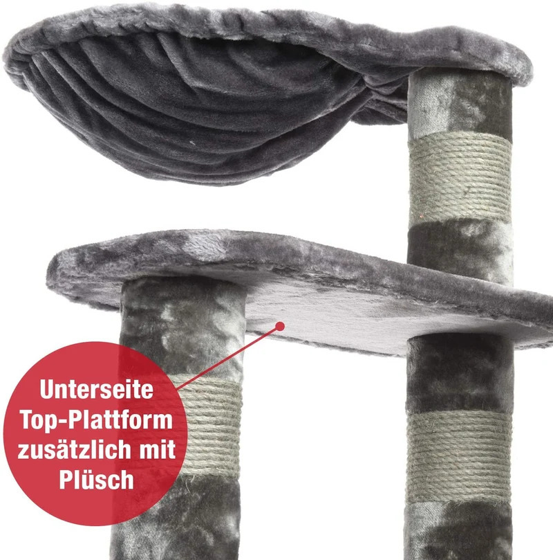 PCT6003, Premium XXL Kratzbaum, Kletterbaum für große Katzen H175cm, extra-Dicke 11 cm Stämme stabil, grau / braun / beige ...