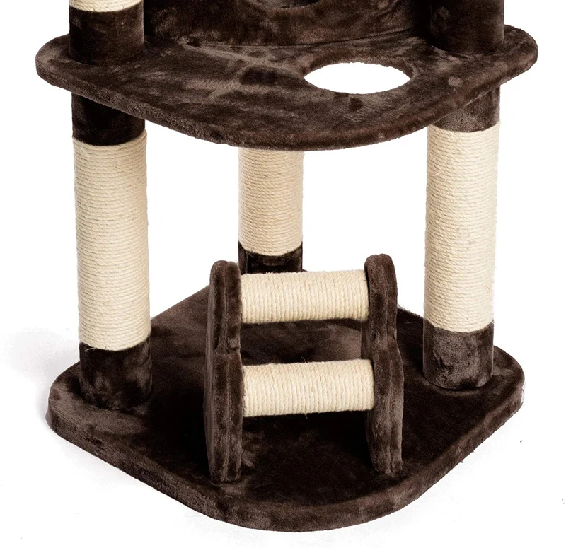 PCT6003, Premium XXL Kratzbaum, Kletterbaum für große Katzen H175cm, extra-Dicke 11 cm Stämme stabil, grau / braun / beige ...