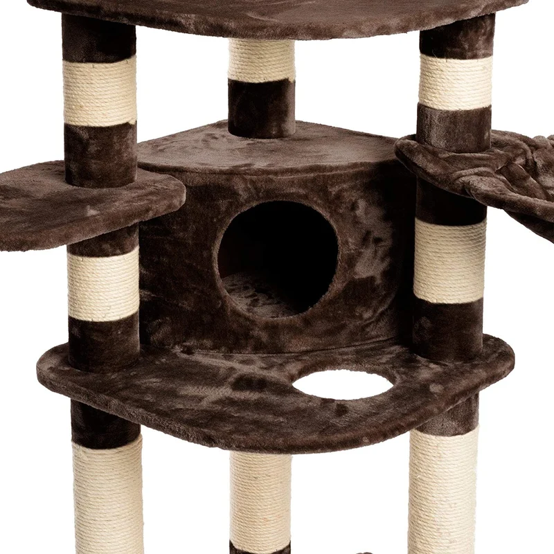 PCT6003, Premium XXL Kratzbaum, Kletterbaum für große Katzen H175cm, extra-Dicke 11 cm Stämme stabil, grau / braun / beige ...