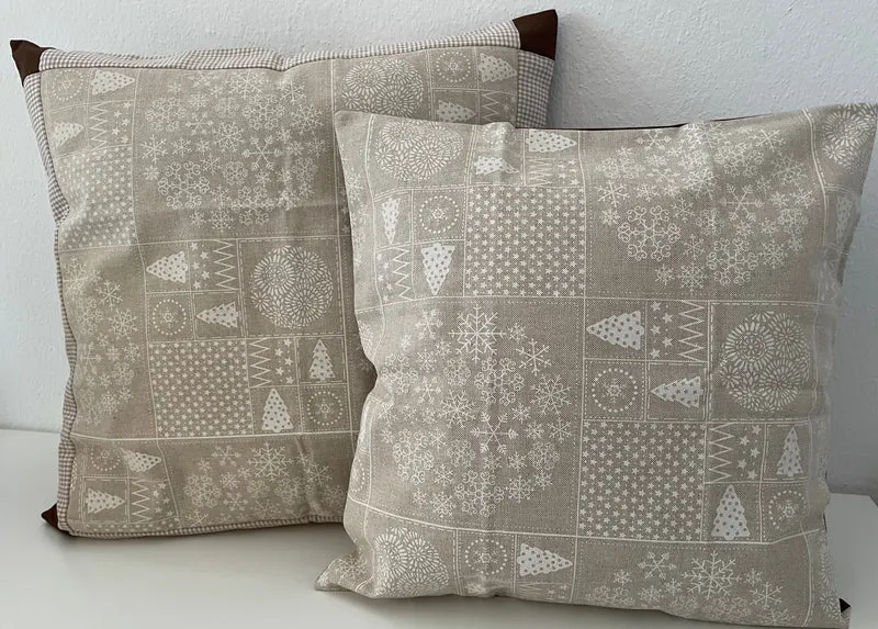 Weihnachtliche Kissenhülle * Kissenbezug, beige/braun