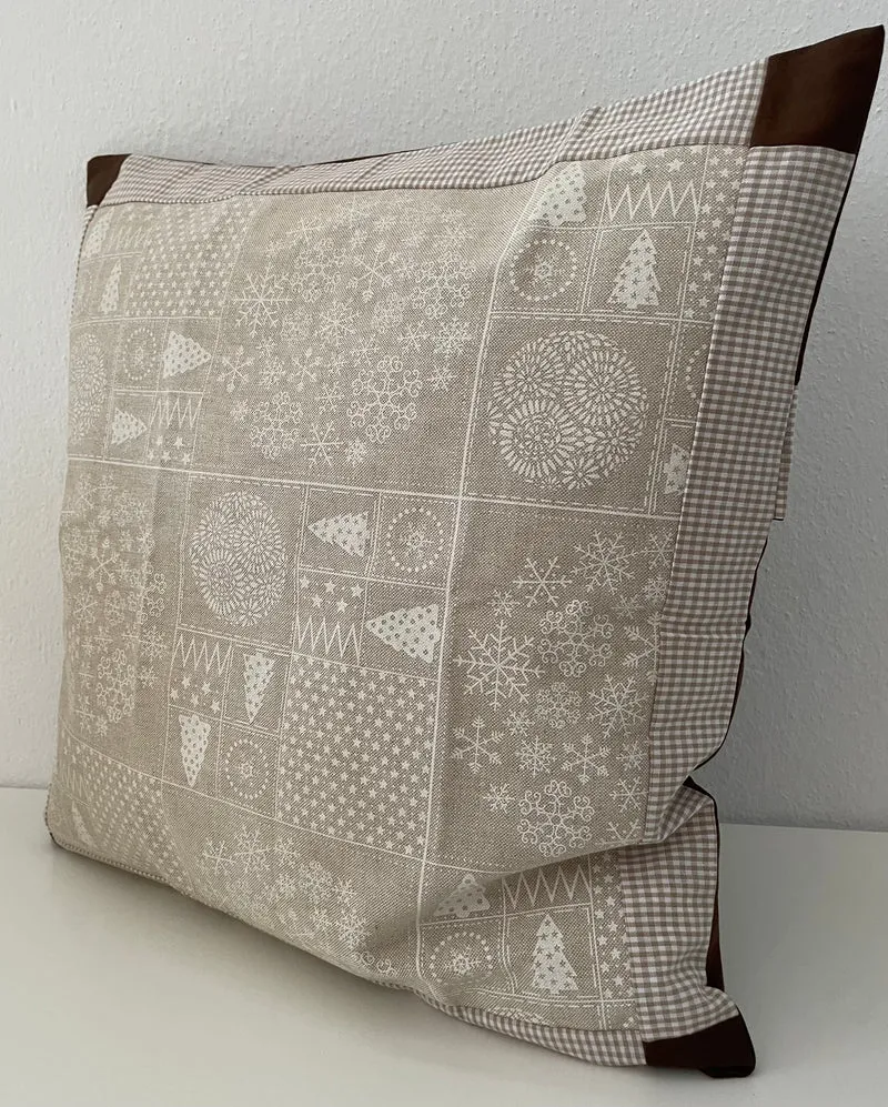 Weihnachtliche Kissenhülle * Kissenbezug, beige/braun