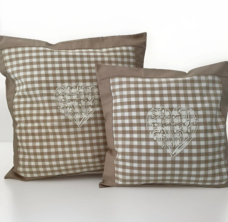 Landhausstil Kissenhülle, Kissenbezug, beige/weiß kariertes Dekokissen