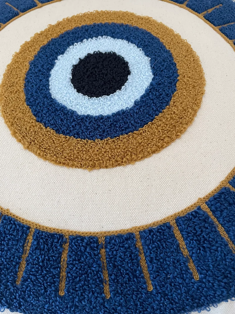 Landhausstil Kissenhülle * Kissenbezug * Dekokissen * Nazar Auge* blau/beige 45x45cm