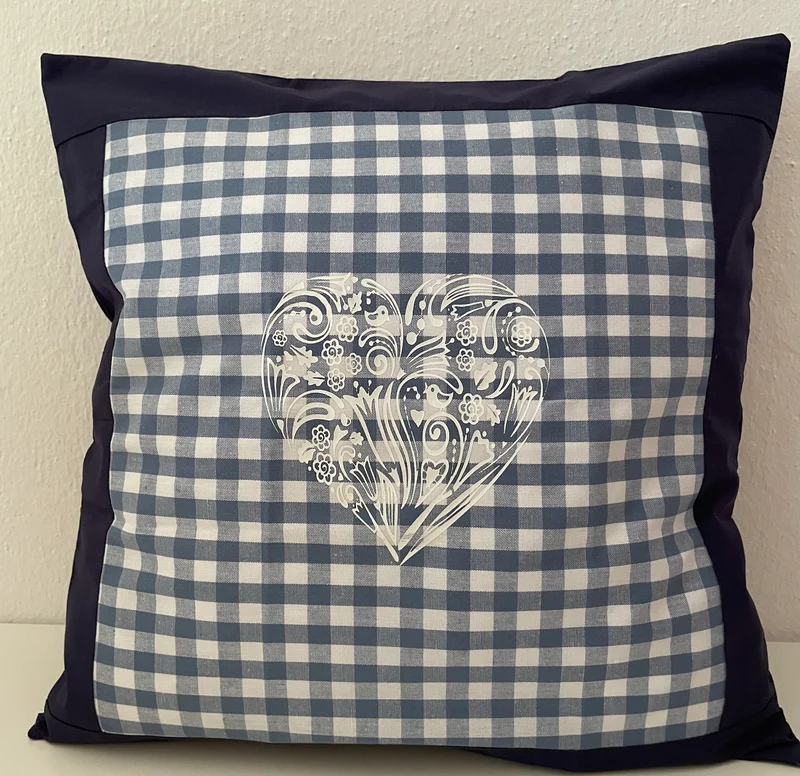 Landhausstil Kissenhülle, Kissenbezug, blau/weiß kariertes Dekokissen