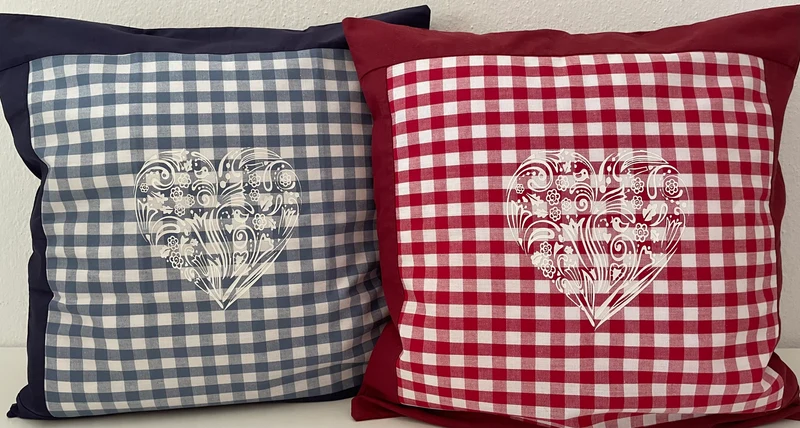 Landhausstil Kissenhülle, Kissenbezug, blau/weiß kariertes Dekokissen