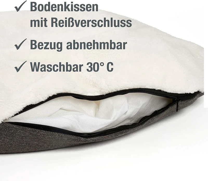 B-Ware: PDB2089, Hunde-Körbchen Bequem Weich, Wendekissen Waschbar Hundekorb Hundebett mit Komfort-Polsterung, S/M/L, grau beige braun...