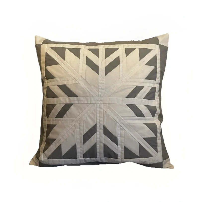 Patchwork Kissenhülle, Landhausstil Kissenbezug, grau/weiß 40x40cm