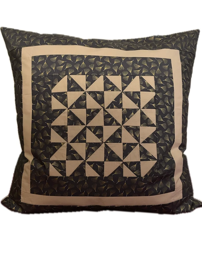Patchwork Kissenhülle, Landhausstil Kissenbezug, grau/beige 50x50cm