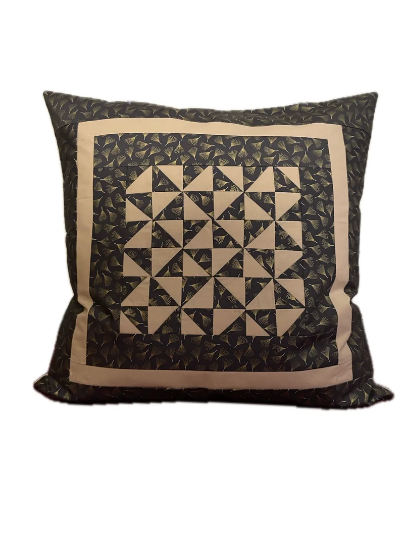 Patchwork Kissenhülle, Landhausstil Kissenbezug, grau/beige 50x50cm