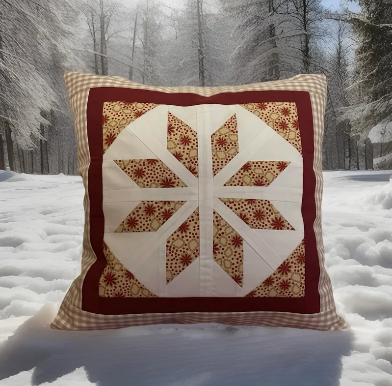 Patchwork Kissenhülle, Landhausstil Kissenbezug, beige /rot/ weiß 40x40cm