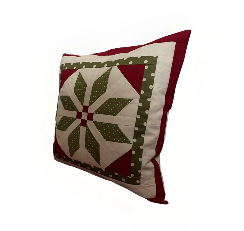 Patchwork Kissenhülle, Landhausstil Kissenbezug, rot/grün/weiß 40x40cm