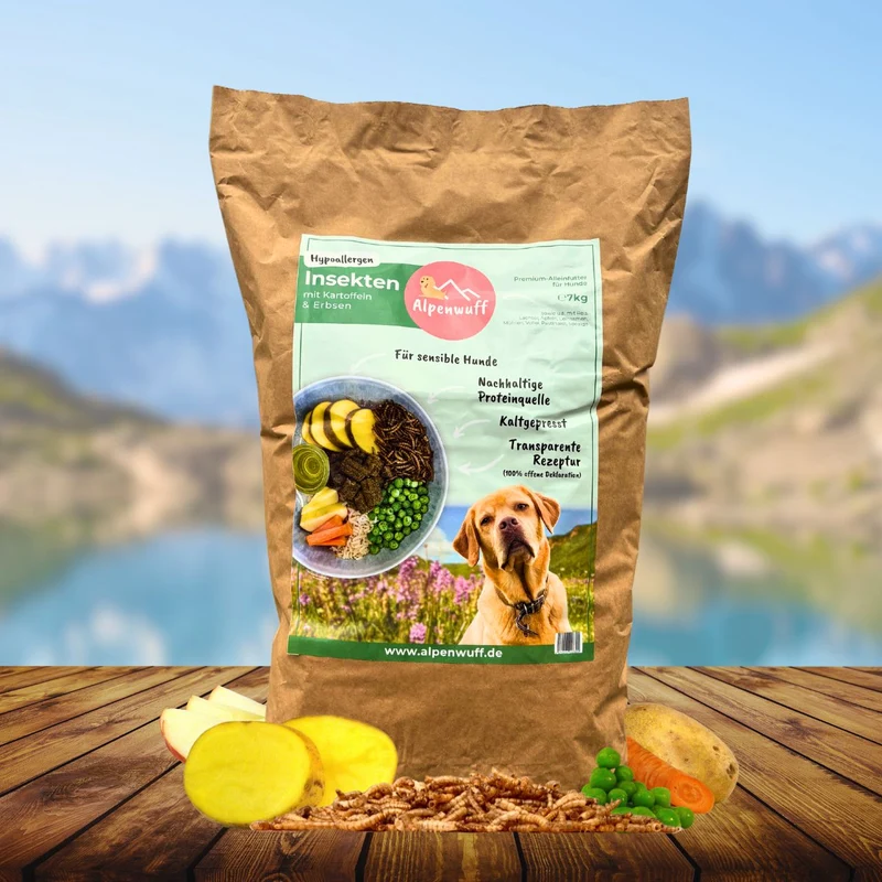 Insekten mit Kartoffeln & Erbsen - hypoallergenes Hundefutter