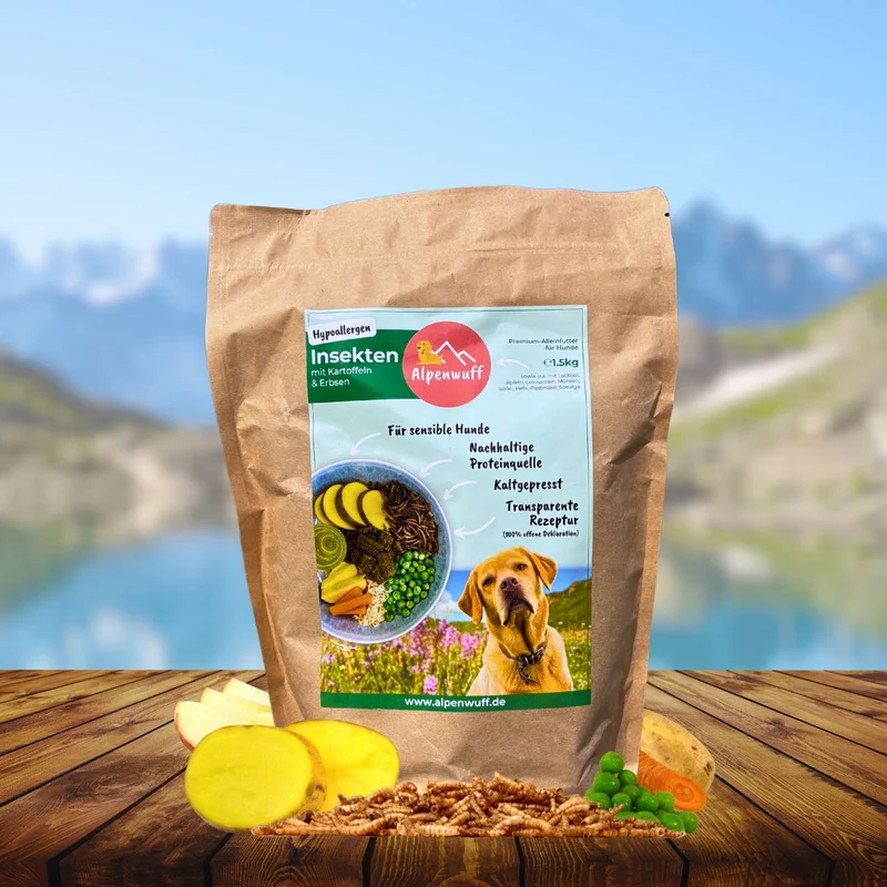 Insekten mit Kartoffeln & Erbsen - hypoallergenes Hundefutter