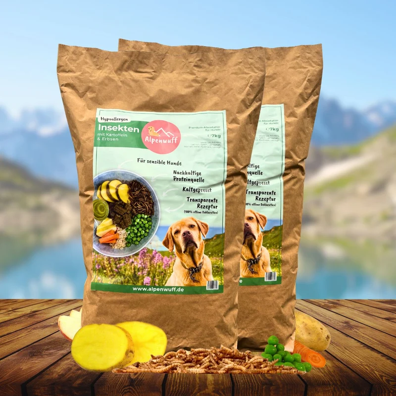 Insekten mit Kartoffeln & Erbsen - hypoallergenes Hundefutter