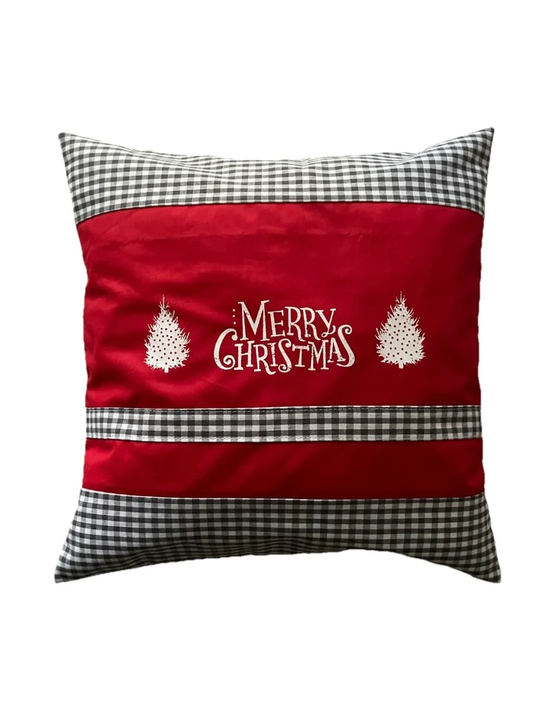 Weihnachtliche Kissenhülle * Landhausstil Kissenbezug * Dekokissen *rot/grau