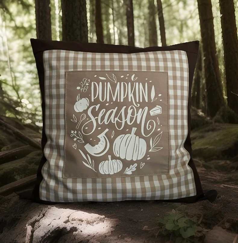 Landhausstil Kissenhülle, Kissenbezug, Dekokissen *Herbst* Braun/beige kariert
