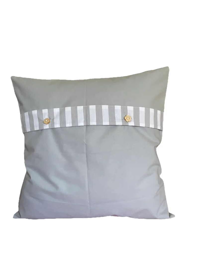 Patchwork Kissenhülle, Landhausstil Kissenbezug, grau/weiß/gelb 40x40cm