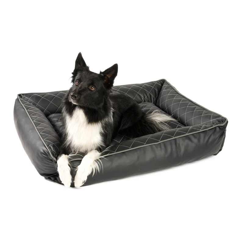 PDB2010 | Orthopädisches Hundebett, gestepptes Kunstleder, wasserabweisend, abwischbar