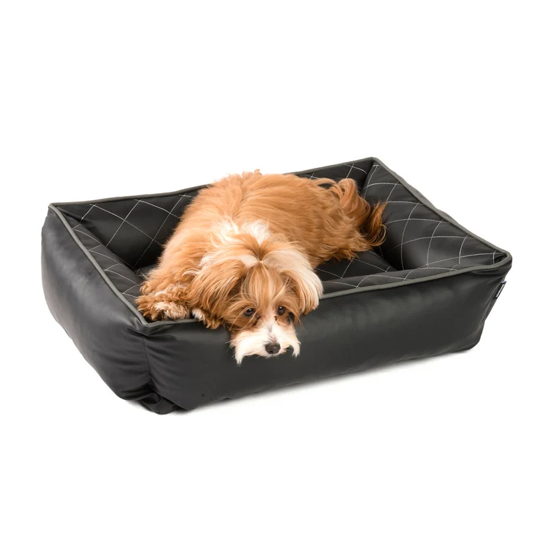 PDB2010 | Orthopädisches Hundebett, gestepptes Kunstleder, wasserabweisend, abwischbar