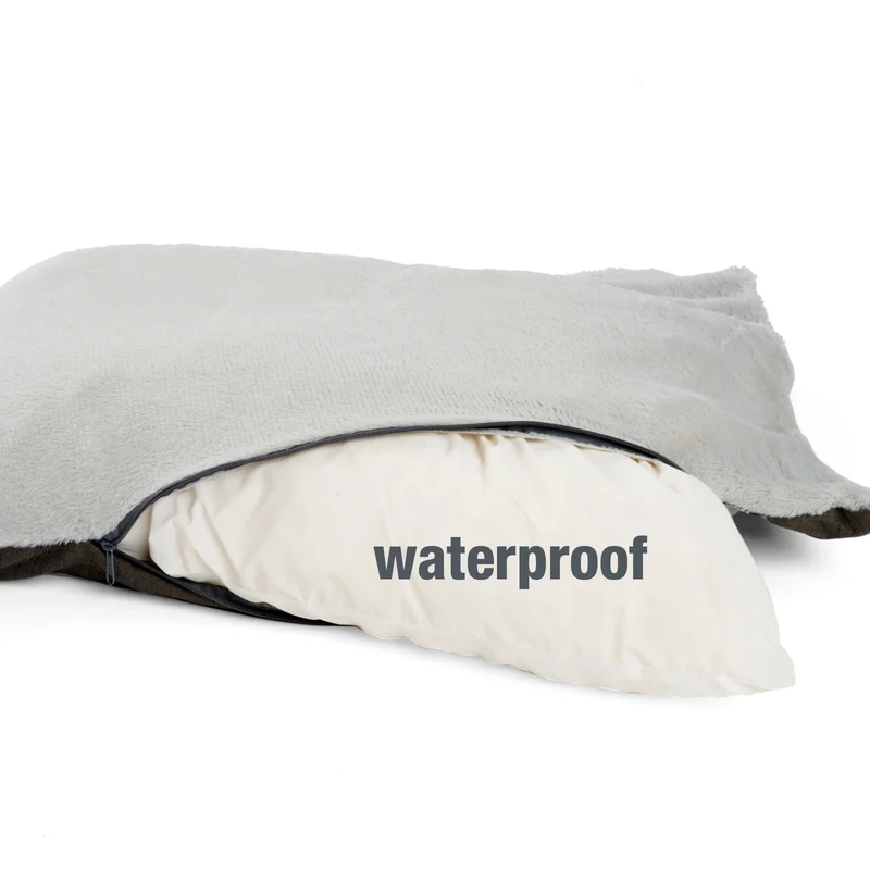 PDB2006 | Premium Hundebett, edle Leinen-Optik, waschbar, orthopädisch, grau + braun
