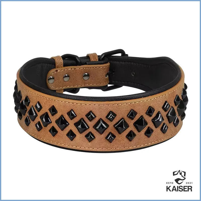 Hundehalsband aus PU-Leder gepolstert 5cm breit
