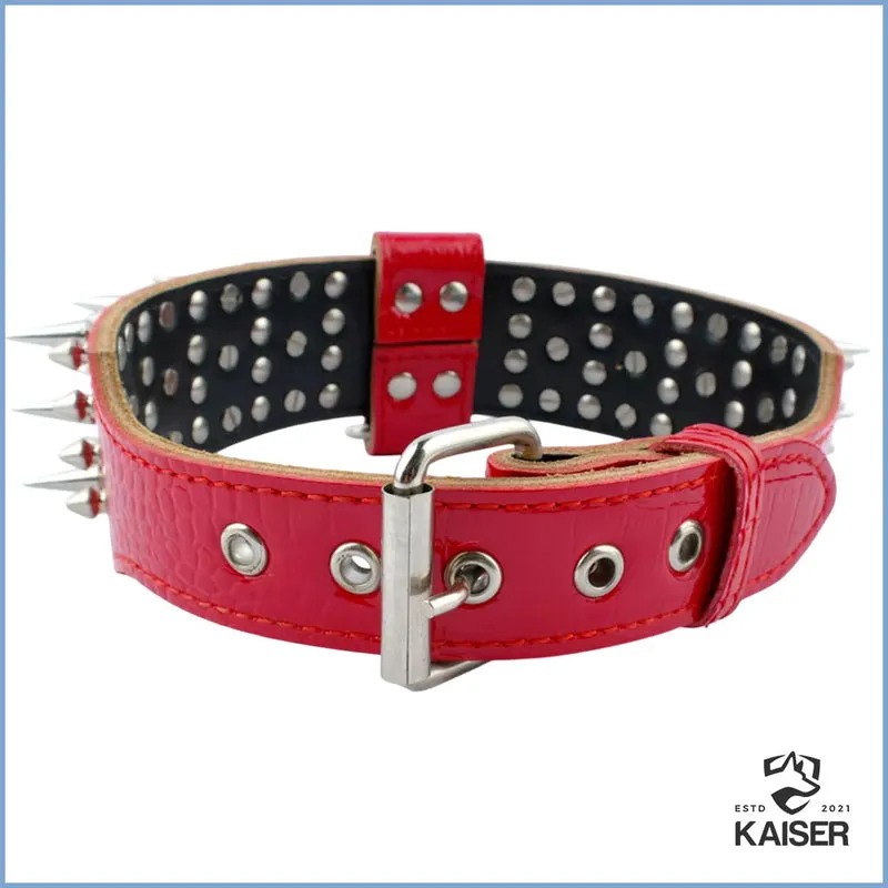 Breites Leder Hundehalsband mit Stacheln