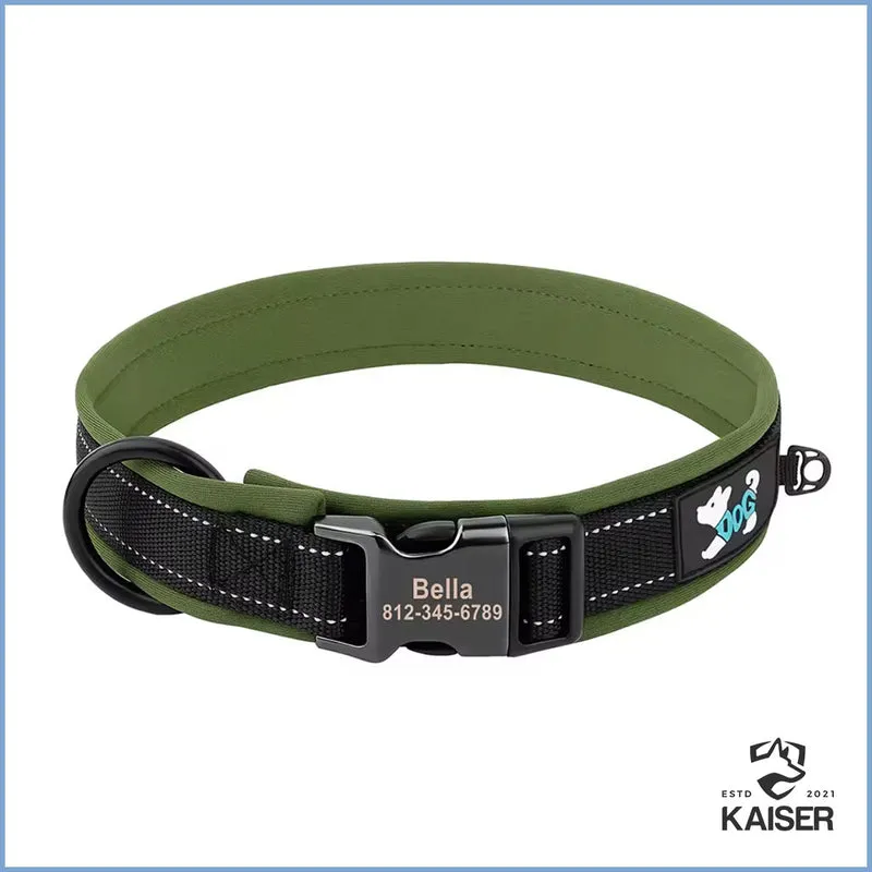 Personalisiertes Hundehalsband mit Klickverschluss gepolstert reflektierend