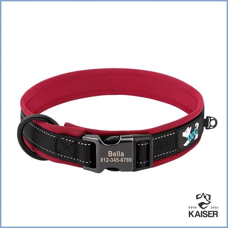 Personalisiertes Hundehalsband mit Klickverschluss gepolstert reflektierend