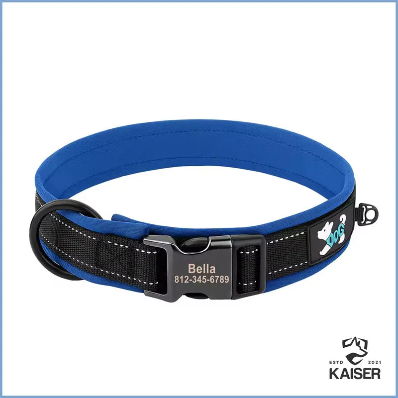 Personalisiertes Hundehalsband mit Klickverschluss gepolstert reflektierend