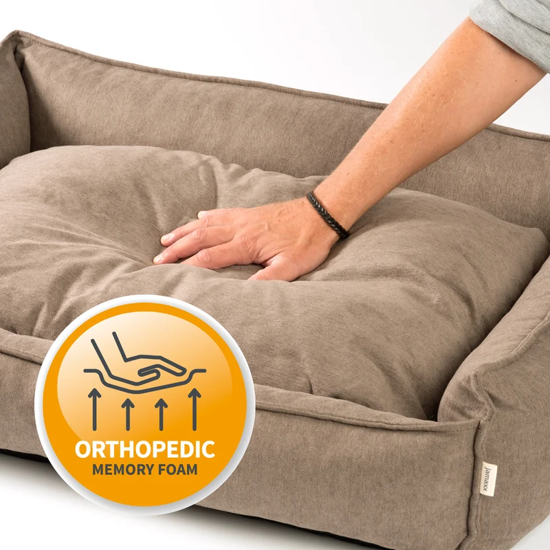 PDB2002 | Premium Hundebett mit Wendekissen, waschbar, orthopädisch, S/M/L, purple, braun, grau