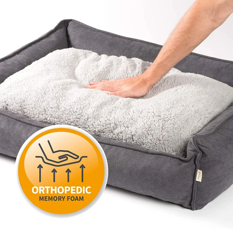 PDB2002 | Premium Hundebett mit Wendekissen, waschbar, orthopädisch, S/M/L, purple, braun, grau