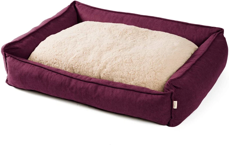 PDB2002 | Premium Hundebett mit Wendekissen, waschbar, orthopädisch, S/M/L, purple, braun, grau