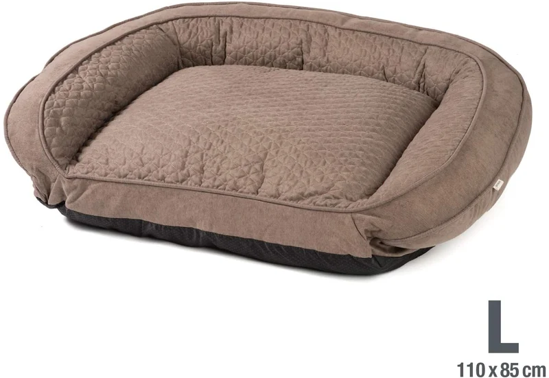PDB3009 | Stilvolles Hunde-Sofa, dicke Polsterung, waschbar, M+L, braun + grau