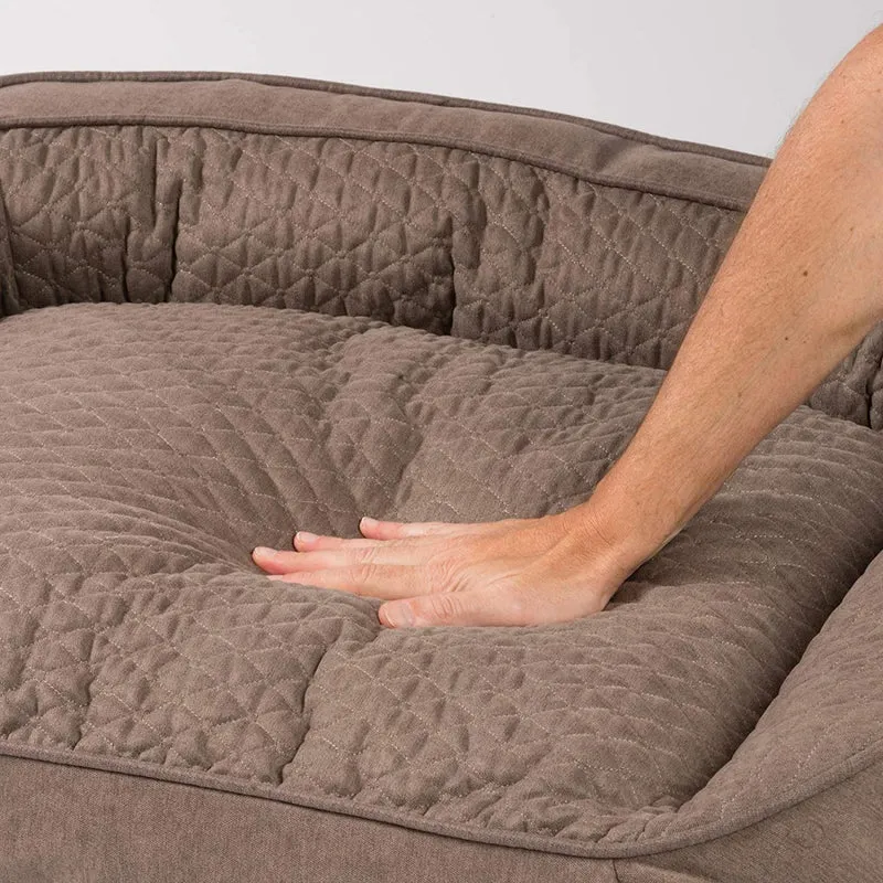PDB3009 | Stilvolles Hunde-Sofa, dicke Polsterung, waschbar, M+L, braun + grau