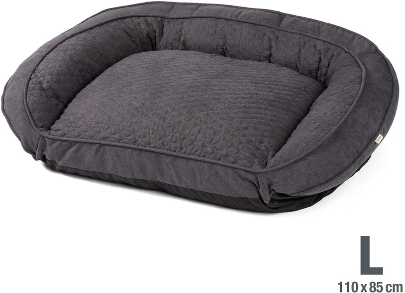 PDB3009 | Stilvolles Hunde-Sofa, dicke Polsterung, waschbar, M+L, braun + grau