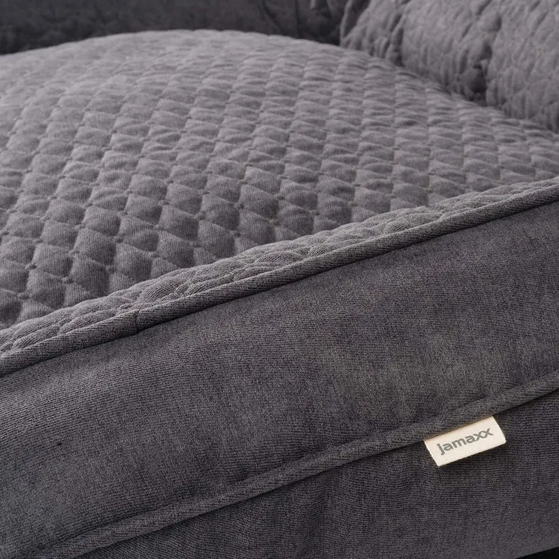 PDB3009 | Stilvolles Hunde-Sofa, dicke Polsterung, waschbar, M+L, braun + grau