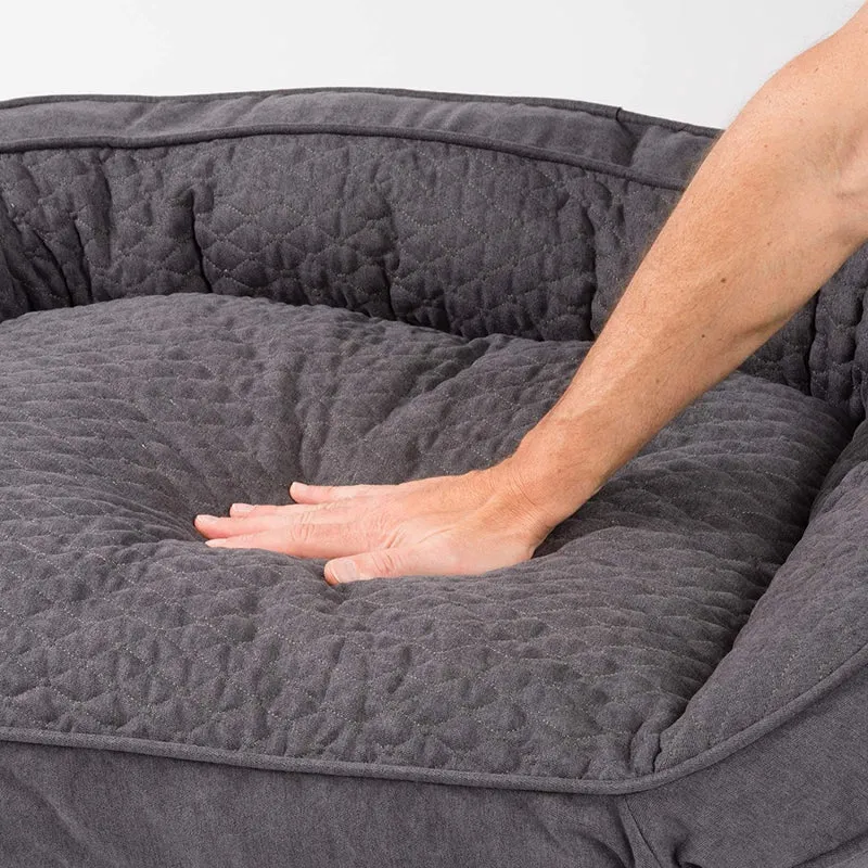 PDB3009 | Stilvolles Hunde-Sofa, dicke Polsterung, waschbar, M+L, braun + grau